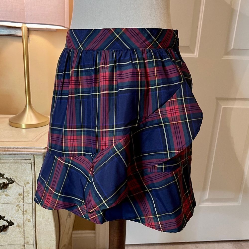 NWOT Women's Vineyard Vines Jolly Tartan Plaid Ruffle Taffeta Party Skirt Size 4